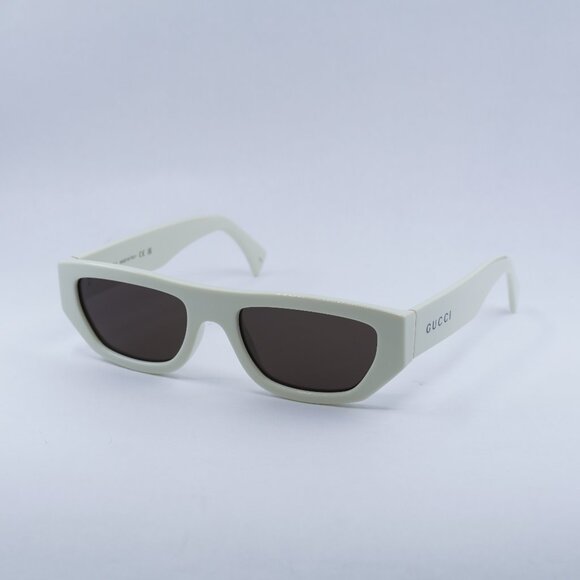 Gucci GG1134S 003 Sunglasses Ivory Rectangle Frame Brown Lenses